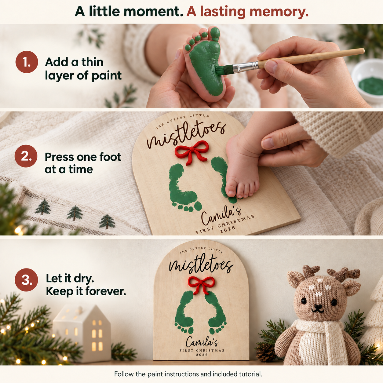 Step-by-step guide to making your baby's footprint keepsake
